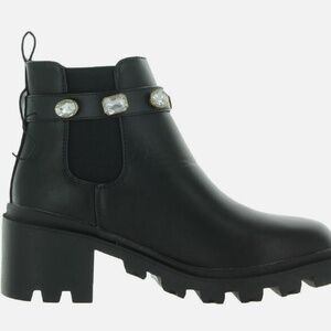 NEW Nicole Miller Chelsey Women's Black Embellished Ankle Chelsea Boots